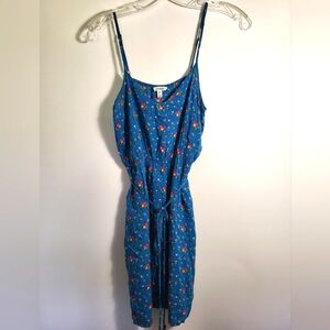 I Love H81 teal with pink floral spaghetti strap tunic   women's SP  #2004